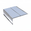 Rake Back Double Channel Stair Nosing 2.44m 93mm Vinyl, aura insert, Mirrorflect Silver finish