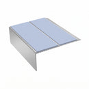 Double Channel Stair Nosing 2.75m Rake Back 93mm Tread, aura insert, Satin Silver finish