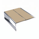 Rake Back Double Channel Stair Nosing 3.22m 93mm Tread Vin, beige insert, Mirrorflect Silver finish