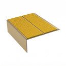 Double Channel Aluminium Stair Nosing 93mm MorGrip Vinyl, brimstone - exterior grip insert, Satin Bronze finish