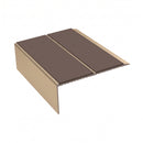 Double Channel Stair Nosing 2.75m Rake Back 93mm Tread, brown insert, Satin Bronze finish