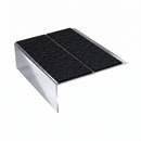 Double Channel Aluminium Stair Nosing 93mm MorGrip Vinyl, coal - exterior grip insert, Mirrorflect Silver finish