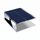 Rake Back Double Channel Stair Nosing 3.22m 93mm Tread Vin, dark blue insert, Mirrorflect Silver finish