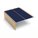 Double Channel Stair Nosing 2.75m Rake Back 93mm Tread, dark blue insert, Satin Bronze finish