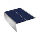 Rake Back Double Channel Stair Nosing 3.22m 93mm Tread Vin, dark blue insert, Satin Silver finish