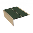Double Channel Stair Nosing 2.75m Rake Back 93mm Tread, dark green insert, Satin Bronze finish