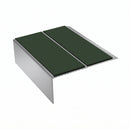 Rake Back Double Channel Stair Nosing 3.22m 93mm Tread Vin, dark green insert, Satin Silver finish