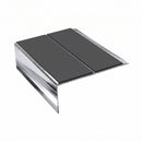 Rake Back Double Channel Stair Nosing 3.22m 93mm Tread Vin, dark grey insert, Mirrorflect Silver finish