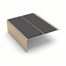 Rake Back Double Channel Stair Nosing 2.44m 93mm Vinyl, dark grey insert, Satin Bronze finish