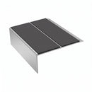 Rake Back Double Channel Stair Nosing 2.44m 93mm Vinyl, dark grey insert, Satin Silver finish