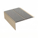 Double Channel Aluminium Stair Nosing 93mm MorGrip Vinyl, everest - exterior grip insert, Satin Bronze finish