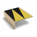 Rake Back Double Channel Stair Nosing 2.44m 93mm Vinyl, hazard insert, Satin Bronze finish