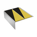 Double Channel Stair Nosing 2.75m Rake Back 93mm Tread, hazard insert, Satin Silver finish
