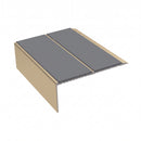 Rake Back Double Channel Stair Nosing 3.22m 93mm Tread Vin, mid grey insert, Satin Bronze finish
