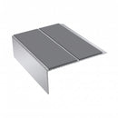 Rake Back Double Channel Stair Nosing 3.22m 93mm Tread Vin, mid grey insert, Satin Silver finish