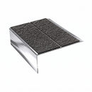 Double Channel Aluminium Stair Nosing 93mm MorGrip Vinyl, obsidian - mor grip insert, Mirrorflect Silver finish