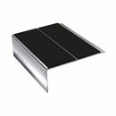 Double Channel Stair Nosing 2.75m Rake Back 93mm Tread, premium black insert, Mirrorflect Silver finish