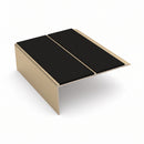 Rake Back Double Channel Stair Nosing 3.22m 93mm Tread Vin, premium black insert, Satin Bronze finish
