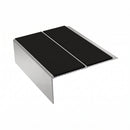 Rake Back Double Channel Stair Nosing 3.22m 93mm Tread Vin, premium black insert, Satin Silver finish