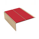 Rake Back Double Channel Stair Nosing 2.44m 93mm Vinyl, red insert, Satin Bronze finish