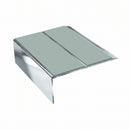 Double Channel Stair Nosing 2.75m Rake Back 93mm Tread, sage green insert, Mirrorflect Silver finish