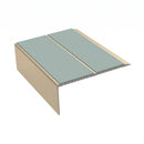Rake Back Double Channel Stair Nosing 3.22m 93mm Tread Vin, sage green insert, Satin Bronze finish