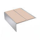 Double Channel Stair Nosing 2.75m Rake Back 93mm Tread, sahara insert, Satin Silver finish