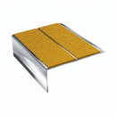 Double Channel Aluminium Stair Nosing 93mm MorGrip Vinyl, solar - mor grip insert, Mirrorflect Silver finish