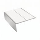 Rake Back Double Channel Stair Nosing 2.44m 93mm Vinyl, white insert, Satin Silver finish