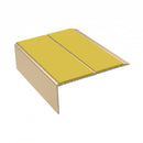 Double Channel Stair Nosing 2.75m Rake Back 93mm Tread, yellow insert, Satin Bronze finish