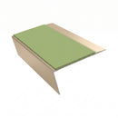 Rake Back Aluminium Stair Nosing | Single Channel | 3.22m , apple green insert, Satin Bronze finish