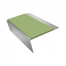 Rake Back Aluminium Stair Nosing | Single Channel | 3.22m , apple green insert, Satin Silver finish