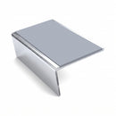 Single Channel Aluminium Stair Nosing 2.44m PVC Insert, aura insert, Mirrorflect Silver finish