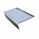 Rake Back Aluminium Stair Nosing | Single Channel | 3.22m , aura insert, Mirrorflect Silver finish