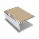 Single Channel Aluminium Stair Nosing 2.44m PVC Insert, beige insert, Mirrorflect Silver finish