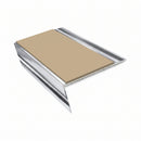 Rake Back Aluminium Stair Nosing | Single Channel | 3.22m , beige insert, Mirrorflect Silver finish