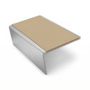 Single Channel Aluminium Stair Nosing 2.44m PVC Insert, beige insert, Satin Silver finish