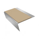 Rake Back Aluminium Stair Nosing | Single Channel | 3.22m , beige insert, Satin Silver finish