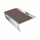 Rake Back Aluminium Stair Nosing | Single Channel | 3.22m , brown insert, Mirrorflect Silver finish