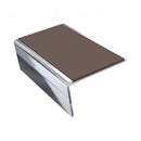 Aluminium Stair Nosing 3.22m Rake Back Single Channel, brown insert, Mirrorflect Silver finish