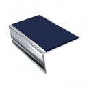 Single Channel Stair Nosing 2.75m | Rake Back | Aluminium , dark blue insert, Mirrorflect Silver finish