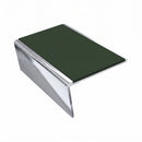 Single Channel Stair Nosing 2.75m | Rake Back | Aluminium , dark green insert, Mirrorflect Silver finish
