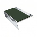 Rake Back Aluminium Stair Nosing | Single Channel | 3.22m , dark green insert, Mirrorflect Silver finish