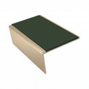 Single Channel Aluminium Stair Nosing 2.44m PVC Insert, dark green insert, Satin Bronze finish