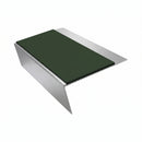 Rake Back Aluminium Stair Nosing | Single Channel | 3.22m , dark green insert, Satin Silver finish