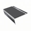 Rake Back Aluminium Stair Nosing | Single Channel | 3.22m , dark grey insert, Mirrorflect Silver finish