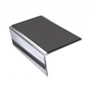 Single Channel Stair Nosing 2.75m | Rake Back | Aluminium , dark grey insert, Mirrorflect Silver finish