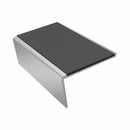 Aluminium Stair Nosing 3.22m Rake Back Single Channel, dark grey insert, Satin Silver finish