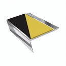 Aluminium Rake Back Stair Nosing 2.44m Single Channel Ramp, hazard insert, Mirrorflect Silver finish