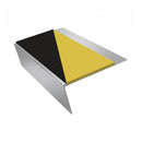 Aluminium Rake Back Stair Nosing 2.44m Single Channel Ramp, hazard insert, Satin Silver finish